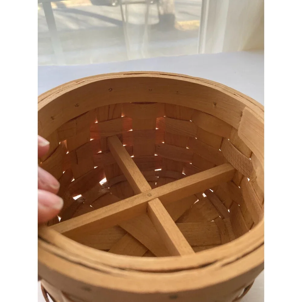 Small Mini Round Planter Basket Golden Oak 4 inches Tall 6 inch Diameter